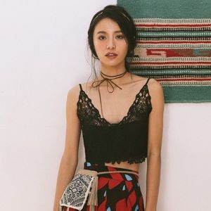 NEW Crop Lace Cami Crop Top Black